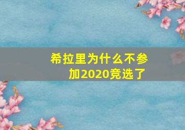 希拉里为什么不参加2020竞选了