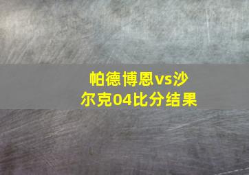 帕德博恩vs沙尔克04比分结果