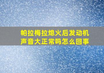 帕拉梅拉熄火后发动机声音大正常吗怎么回事