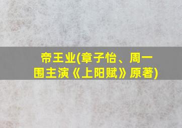 帝王业(章子怡、周一围主演《上阳赋》原著)