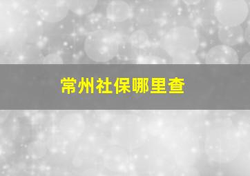 常州社保哪里查