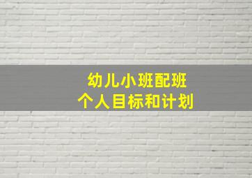 幼儿小班配班个人目标和计划