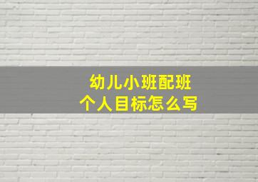 幼儿小班配班个人目标怎么写