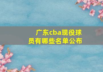 广东cba现役球员有哪些名单公布