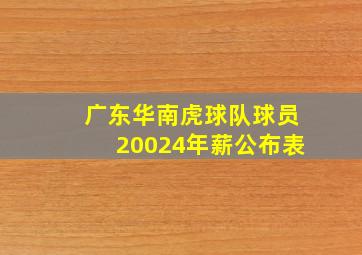 广东华南虎球队球员20024年薪公布表