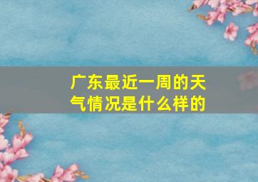 广东最近一周的天气情况是什么样的