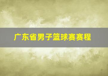 广东省男子篮球赛赛程