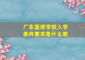 广东篮球学校入学条件要求是什么呢