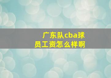 广东队cba球员工资怎么样啊