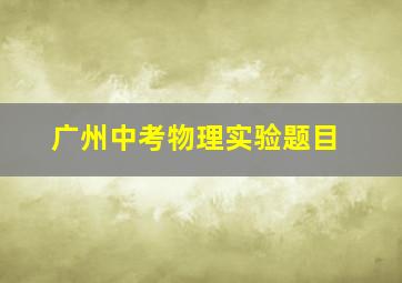 广州中考物理实验题目