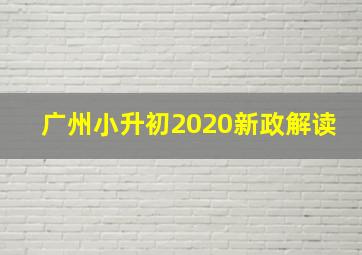 广州小升初2020新政解读