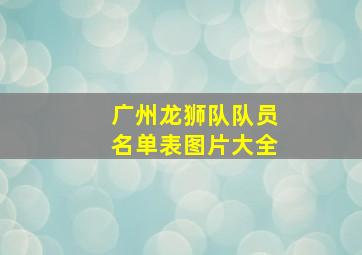 广州龙狮队队员名单表图片大全