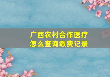 广西农村合作医疗怎么查询缴费记录