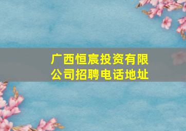 广西恒宸投资有限公司招聘电话地址