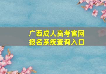 广西成人高考官网报名系统查询入口