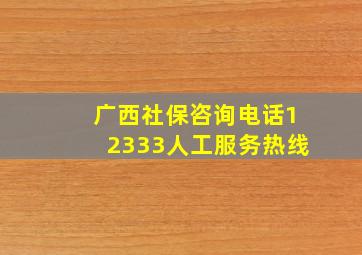 广西社保咨询电话12333人工服务热线