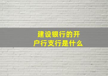 建设银行的开户行支行是什么