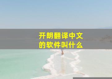 开朗翻译中文的软件叫什么