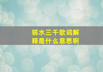 弱水三千歌词解释是什么意思啊