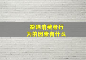 影响消费者行为的因素有什么