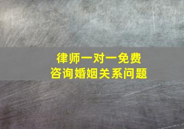 律师一对一免费咨询婚姻关系问题