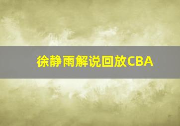 徐静雨解说回放CBA