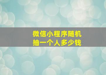 微信小程序随机抽一个人多少钱