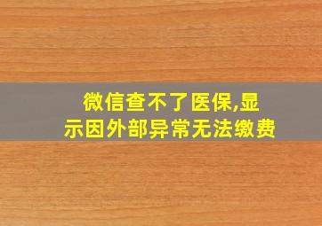 微信查不了医保,显示因外部异常无法缴费