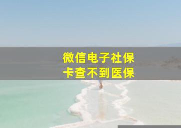 微信电子社保卡查不到医保