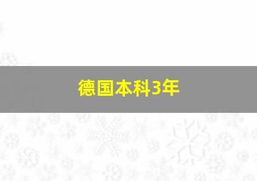 德国本科3年