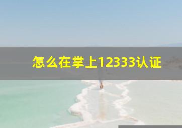 怎么在掌上12333认证