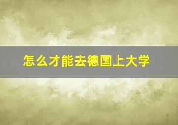 怎么才能去德国上大学