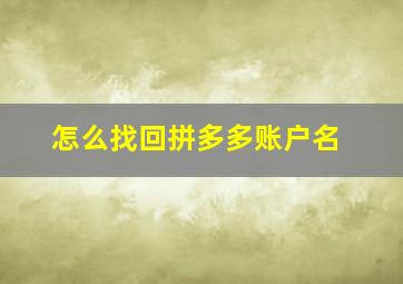 怎么找回拼多多账户名