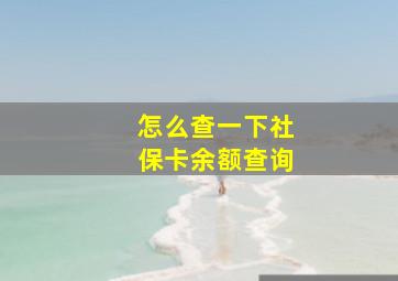 怎么查一下社保卡余额查询