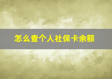 怎么查个人社保卡余额