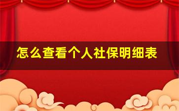 怎么查看个人社保明细表