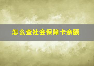 怎么查社会保障卡余额