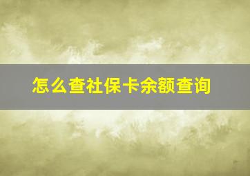 怎么查社保卡余额查询