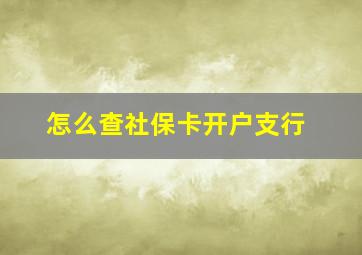 怎么查社保卡开户支行