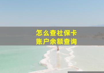 怎么查社保卡账户余额查询