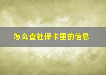 怎么查社保卡里的信息