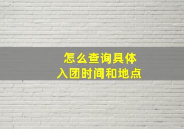 怎么查询具体入团时间和地点