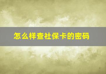 怎么样查社保卡的密码