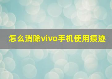 怎么消除vivo手机使用痕迹