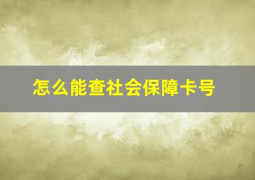 怎么能查社会保障卡号