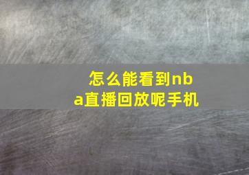 怎么能看到nba直播回放呢手机