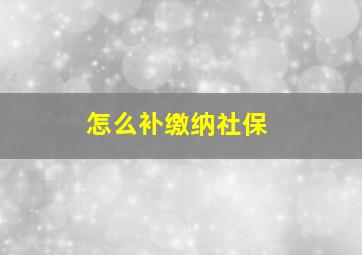 怎么补缴纳社保