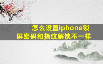 怎么设置iphone锁屏密码和指纹解锁不一样