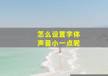 怎么设置字体声音小一点呢