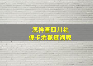 怎样查四川社保卡余额查询呢